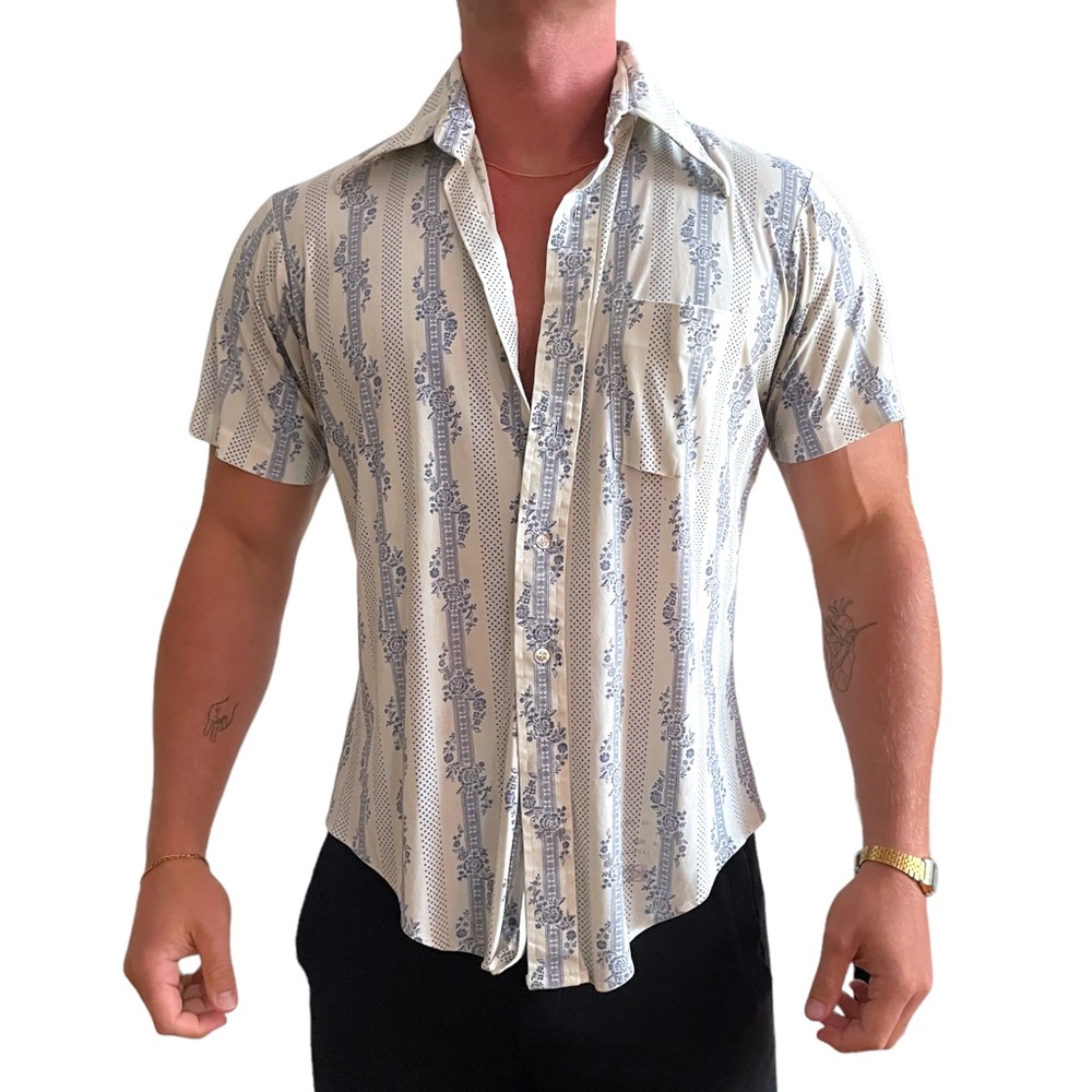 Retro White Short Sleeve Button Down